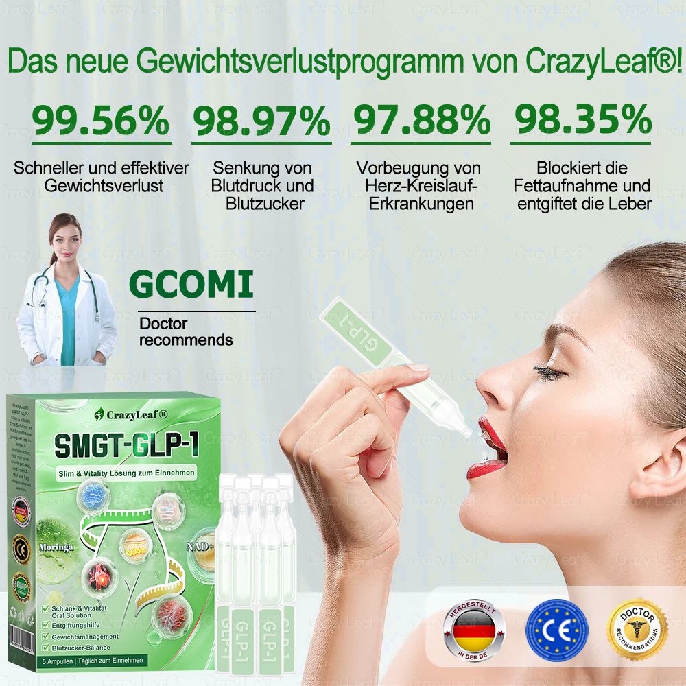 ✨Klinisch bewiesen | Offizieller Shop | 𝐂𝒓𝓪𝙯𝙮𝐋𝑒𝑎𝐟® 𝚂𝖬𝐺𝘛-𝘎𝐿𝙋-1 Orallösung gegen Übergewicht, Bluthochdruck, Blutzucker- & Fettleberprobleme, Gelenkschmerzen, Müdigkeit, Energiemangel & schlaffe Haut – für mehr Gesundheit & Vitalität.